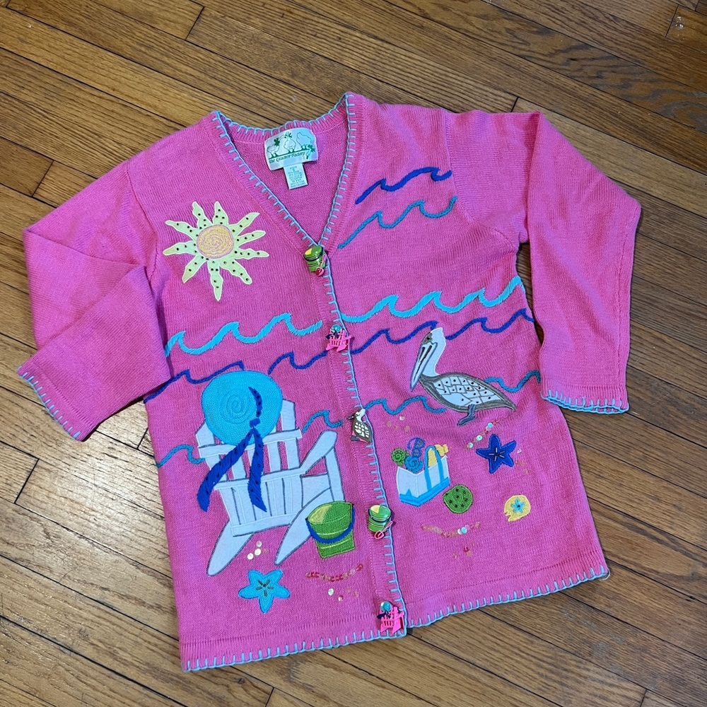 The quacker factory vintage summer themed sweater.